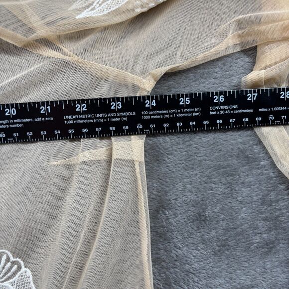 Soft Surroundings Sheer Mesh Embroidered Pleated Tunic Top Beige Size 1X H304 - Picture 4 of 8